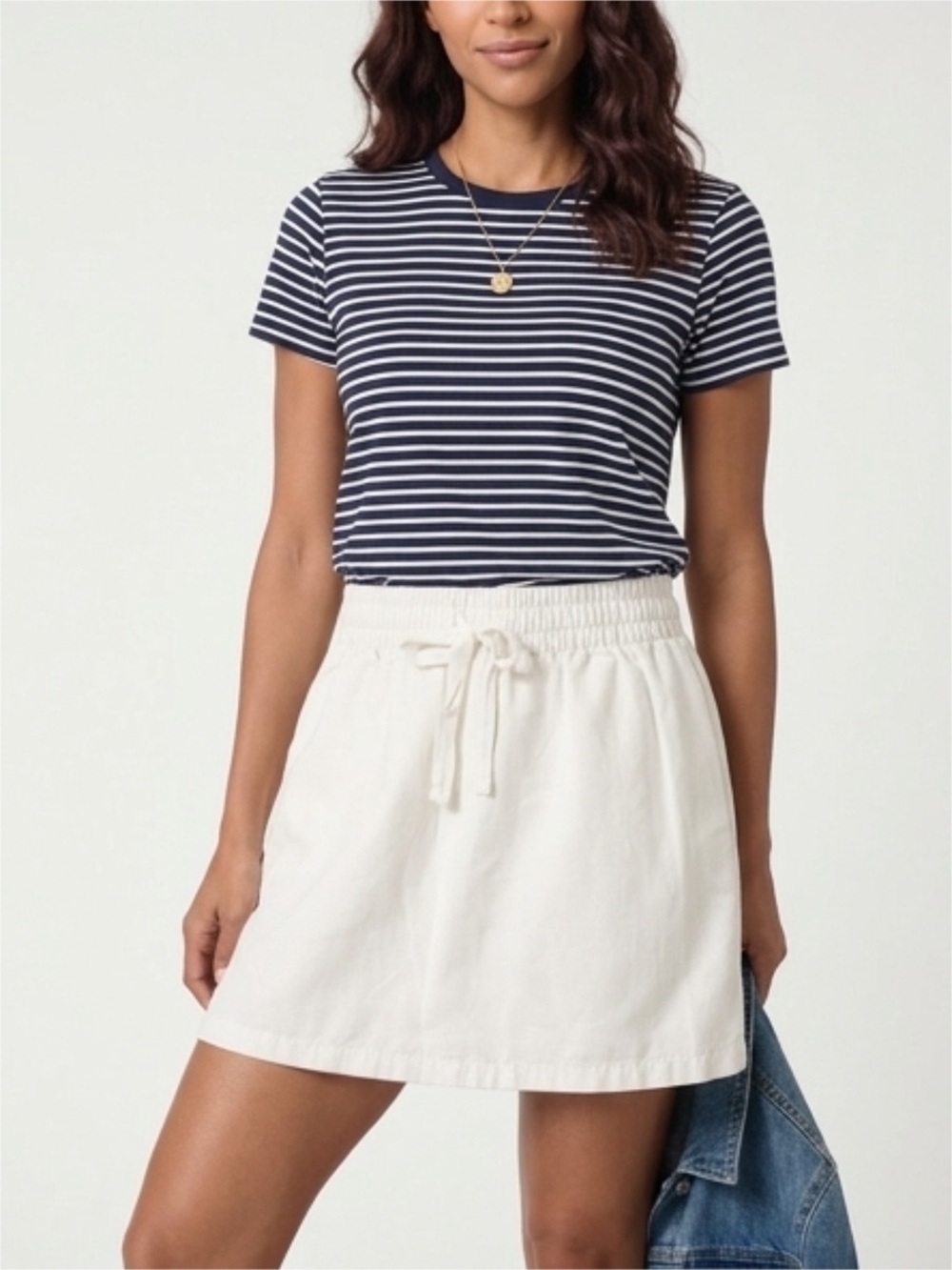 J. Crew White Drawstring Mini Skirt